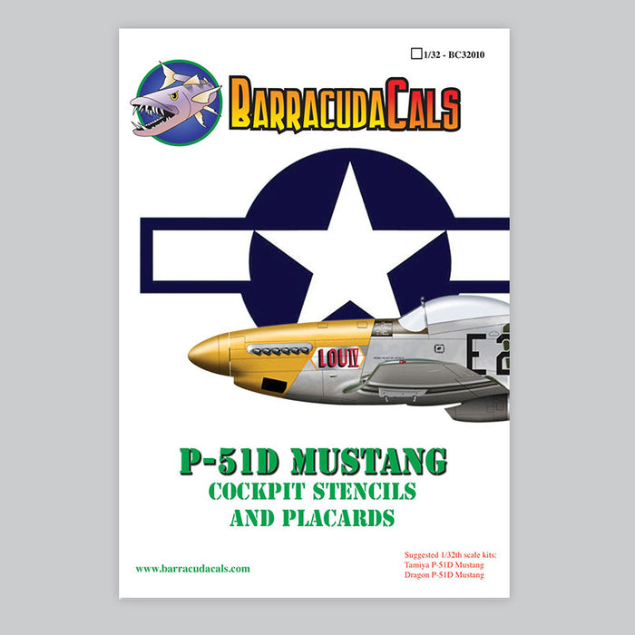 BC32010  P-51D Mustang Cockpit Stencils and Placards - 1/32